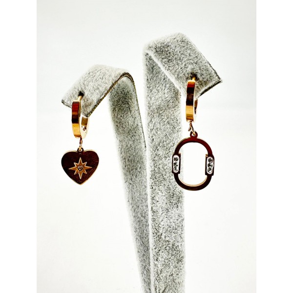 Rose Kalp Figürlü Küpe